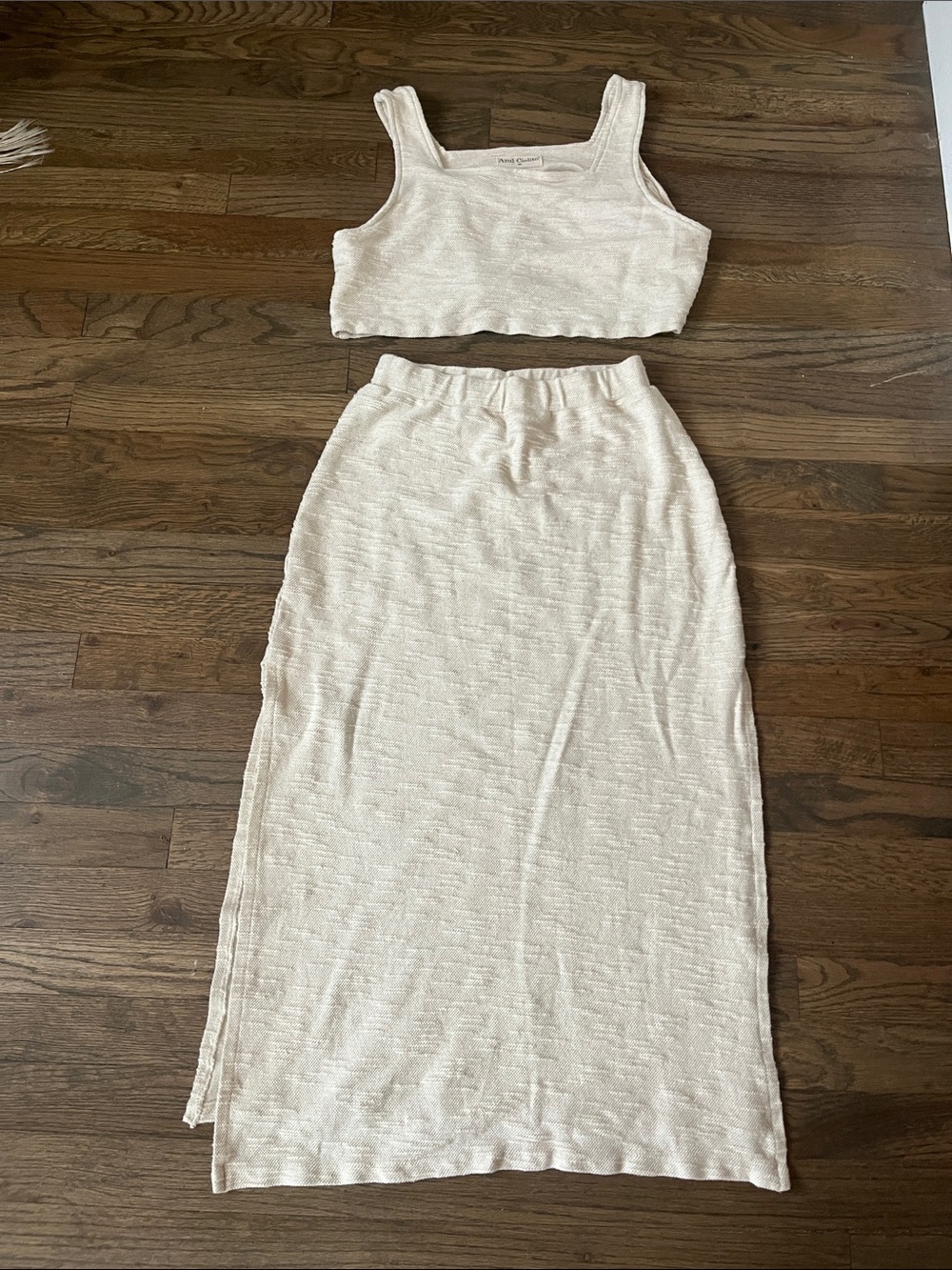 Cream Knit Two-Piece Dress Set